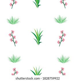 Seamless pattern with green leaves and berries. Can be used for fabric, print, wallpaper, gift wrapping, wrapping paper and more. 