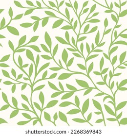 Seamless pattern of green leaves and branches.
Abstract art background vector.