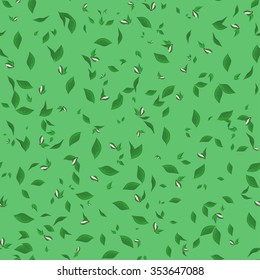 seamless pattern of green leaves with buds