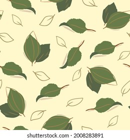 Seamless pattern of green leaves. Color image. Design for fabric, print, wallpaper.