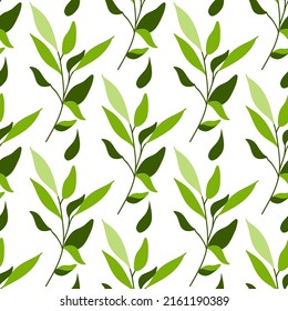 Seamless pattern of green leaves.The concept of printing on fabric and paper. - Shutterstock ID 2161190389