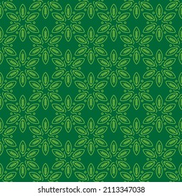 Seamless pattern green leaves. Endless background. Vector illustration