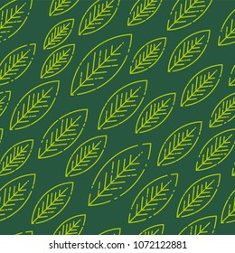 Seamless pattern green leaves. Flat vector template. Template wallpapers, site background, print design, cards, menu design, invitation. Summer and autumn theme. Vector illustration.