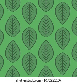 Seamless pattern green leaves. Flat vector template. Wallpapper, floral texture