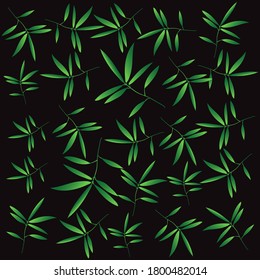 Seamless pattern green leaves. Flat vector template