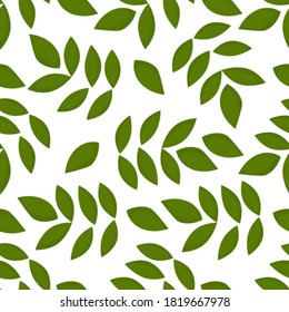 Seamless pattern green leaves. Flat vector template.