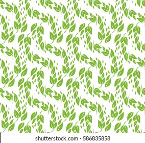 Seamless pattern green leaves. Flat vector template.
