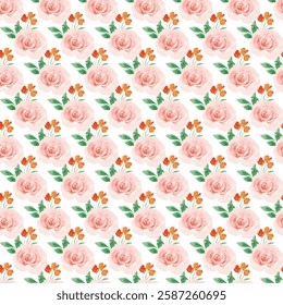 seamless pattern with green leaves and flower