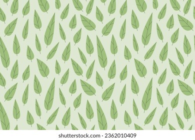 seamless pattern with green leaves, nature background-  vector illustration