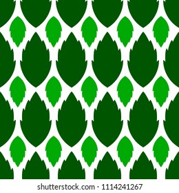 Seamless pattern, green leaves, on white background, design for summer packages, vector