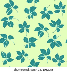 
seamless pattern with green leaves on a yellow background