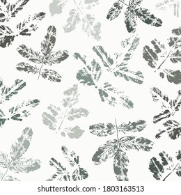 seamless pattern of green leaves on a white background. Pastel color.