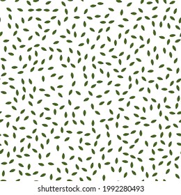 Seamless pattern from green leaves on a light background. Strict flat design. Natural motive. Printing on fabric, wrapping paper. Vector illustration