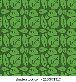 seamless pattern with green leaves. green leaves on the green background