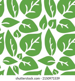 seamless pattern with green leaves. green leaves on the white background