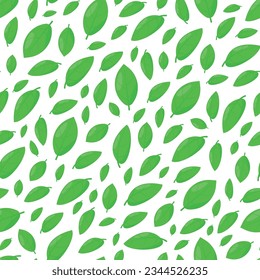 Nahtloses Muster grüner Blätter auf weißem Hintergrund.Laubhintergrund geeignet für grüne Veranstaltungen, Naturstil usw.