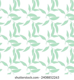 seamless pattern of green leaves on a white background