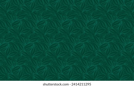 Seamless pattern with green leaves on a dark green background.veector illustration