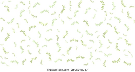 Seamless pattern of green leaves on a white background. Minimalist and botanical designs.