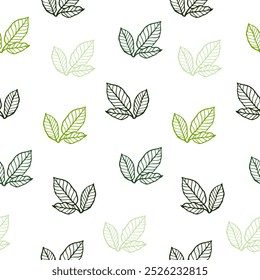 Seamless pattern with green leaves on a white background, simple and elegant nature-inspired design perfect for fabric wallpaper packaging and more versatile projects, fresh botanical touch to surface