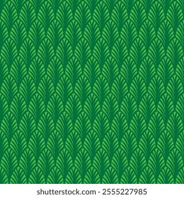 Seamless pattern with green leaves on a green background. Vector illustration.
