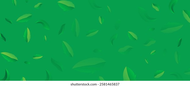 Seamless pattern of green leaves on a green background. Vector illustration.