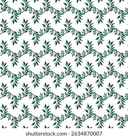 Seamless Pattern of Green Leaves on White Background for Natural Designs