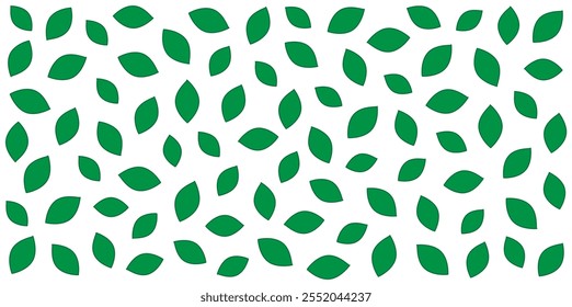 Seamless pattern of green leaves with outline on white or transparent background. Minimalistic nature-inspired design for wallpaper or fabric