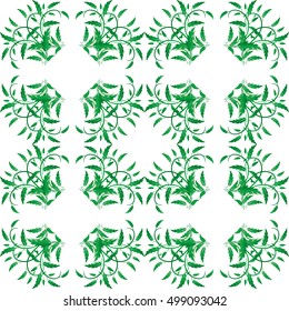 Seamless pattern with green leaves of trees on a white background. It can be use for web site design. Vector illustration