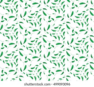 Seamless pattern with green leaves of trees on a white background. It can be use for web site design. Vector illustration