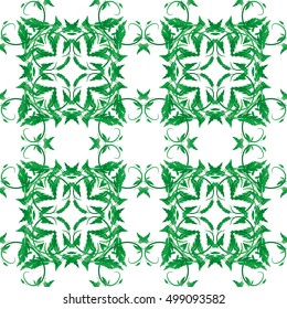 Seamless pattern with green leaves of trees on a white background. It can be use for web site design. Vector illustration