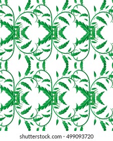 Seamless pattern with green leaves of trees on a white background. It can be use for web site design. Vector illustration
