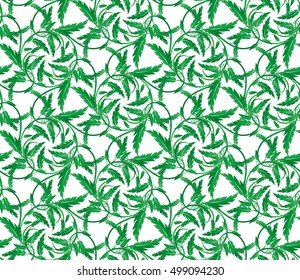 Seamless pattern with green leaves of trees on a white background. It can be use for web site design. Vector illustration