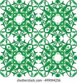 Seamless pattern with green leaves of trees on a white background. It can be use for web site design. Vector illustration