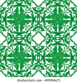 Seamless pattern with green leaves of trees on a white background. It can be use for web site design. Vector illustration