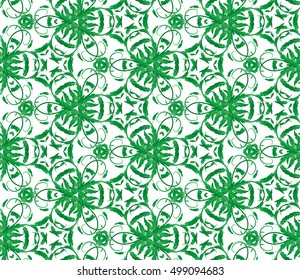 Seamless pattern with green leaves of trees on a white background. It can be use for web site design. Vector illustration