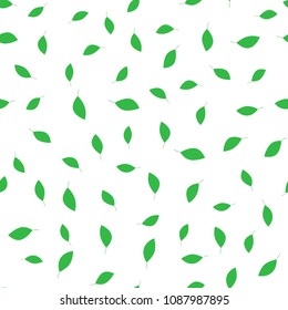 Seamless pattern with green leaves. Vector illustration