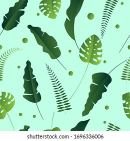 Seamless Pattern With Green Leaves Vector Illustration