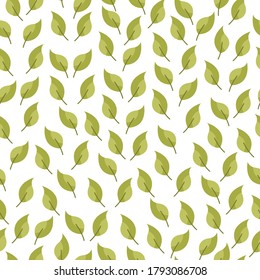 Seamless pattern with green leaves. Vector abstract illustration