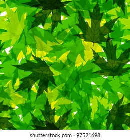 seamless pattern with green leaves. Vector illustration