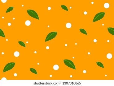 seamless pattern with green leaves and white spots