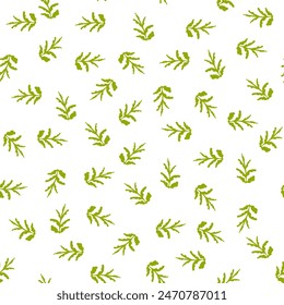 Seamless pattern Green leaves White background Spring bloom Simple ornament template banner poster textile fabric Vector illustration