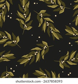 Seamless pattern with green leaves. For wrapping paper. Ideal for wallpaper, surface textures, textiles.