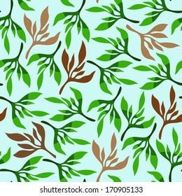 Seamless pattern with green leaves.Vector background.