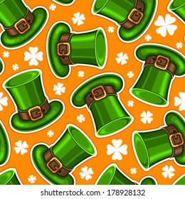 Seamless pattern with green leprechaun hats for St. Patrick's day