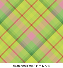 Seamless pattern in green and light pink colors for plaid, fabric, textile, clothes, tablecloth and other things. Vector image. 2
