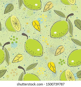 Seamless Pattern with green lime. Scandinavian Style. Unique Design. Vector Illustration