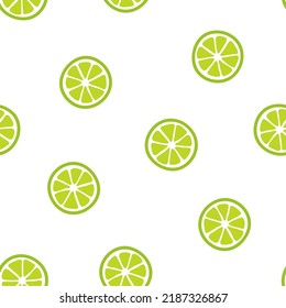 Seamless pattern with green lime slices
