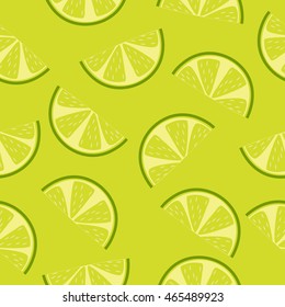 Seamless pattern of green lime slices. Vector illustration