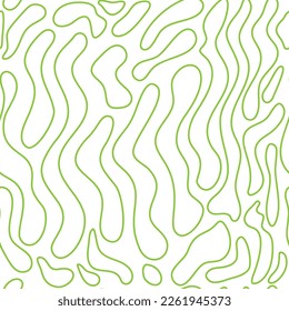 seamless pattern with green lines wavy long oval shapes